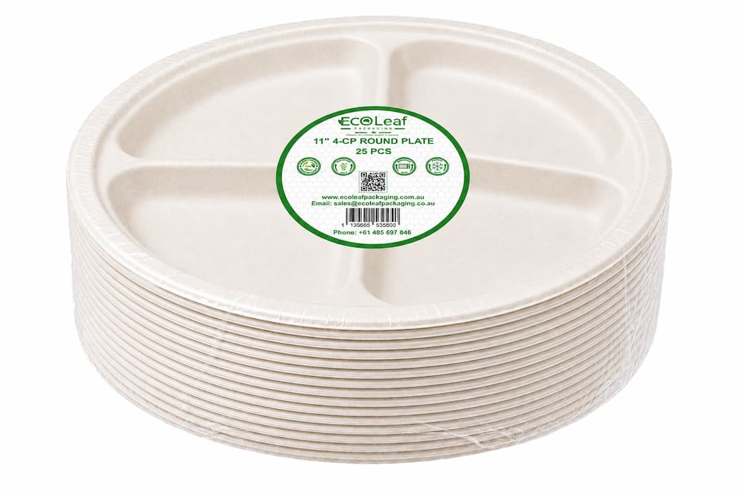 11" 4-Compartment Round Plate