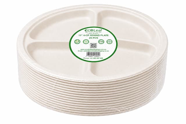 11" 4-Compartment Round Plate