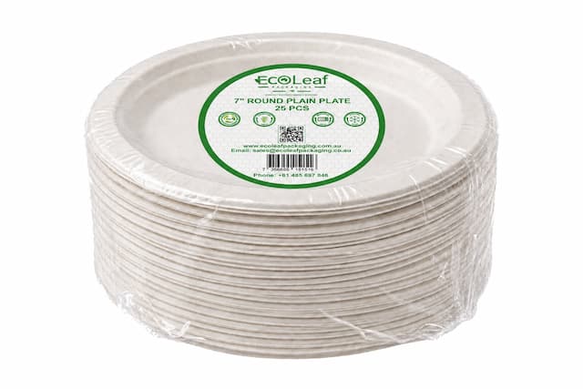 7 inch plain round compostable plate