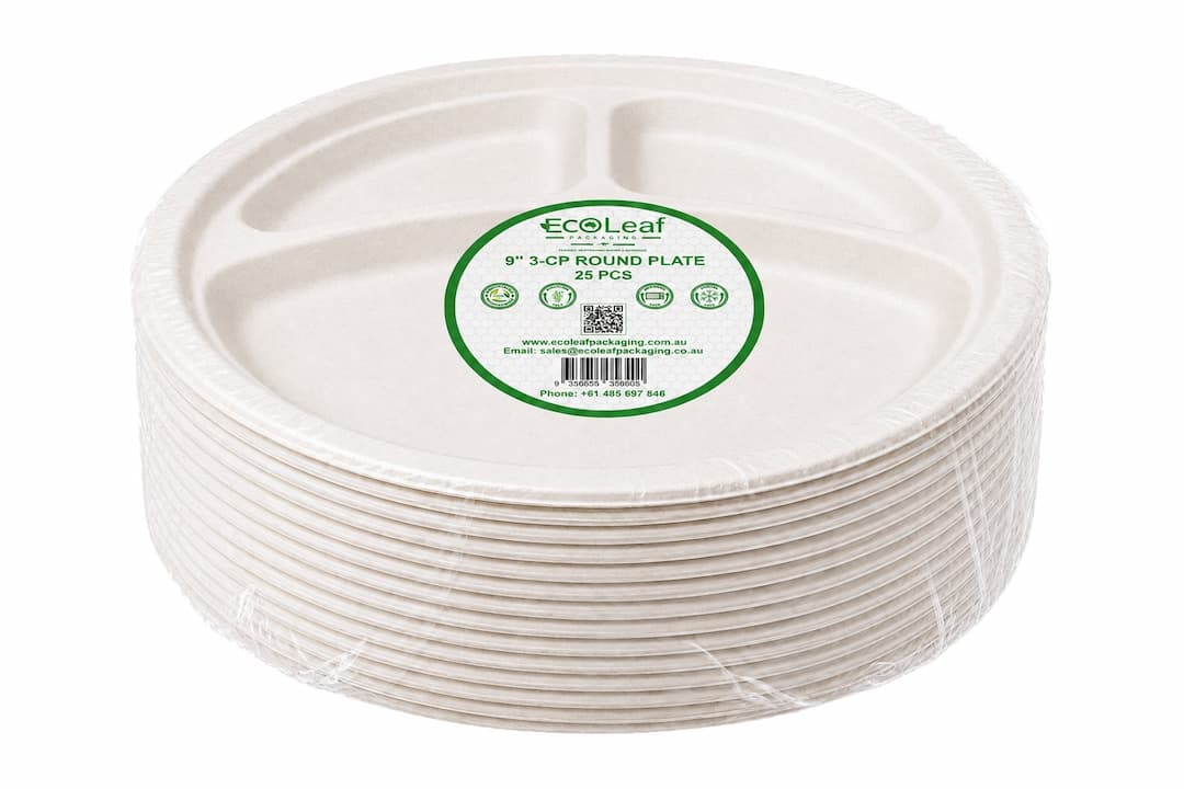9" 3-Compartment Round Plate