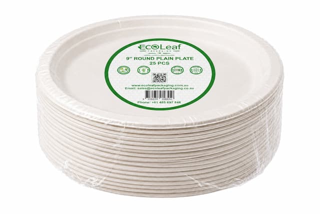 9 inch plain round compostable plate