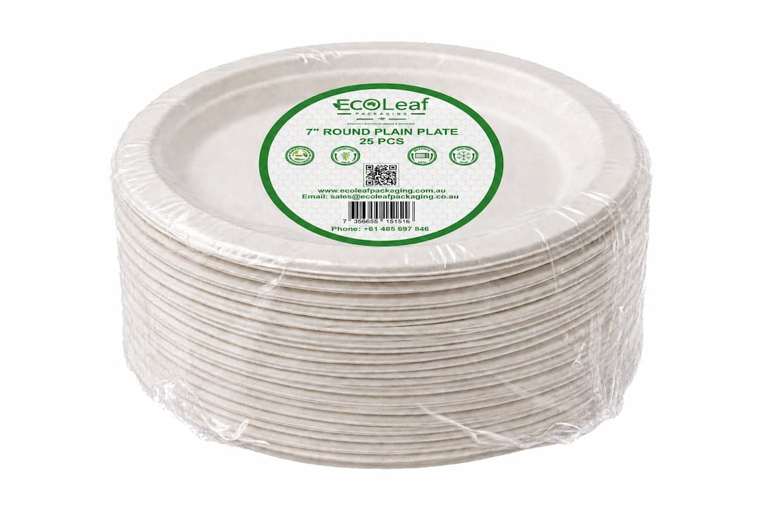 7 inch plain round compostable plate