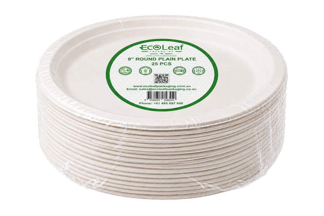 9 inch plain round compostable plate